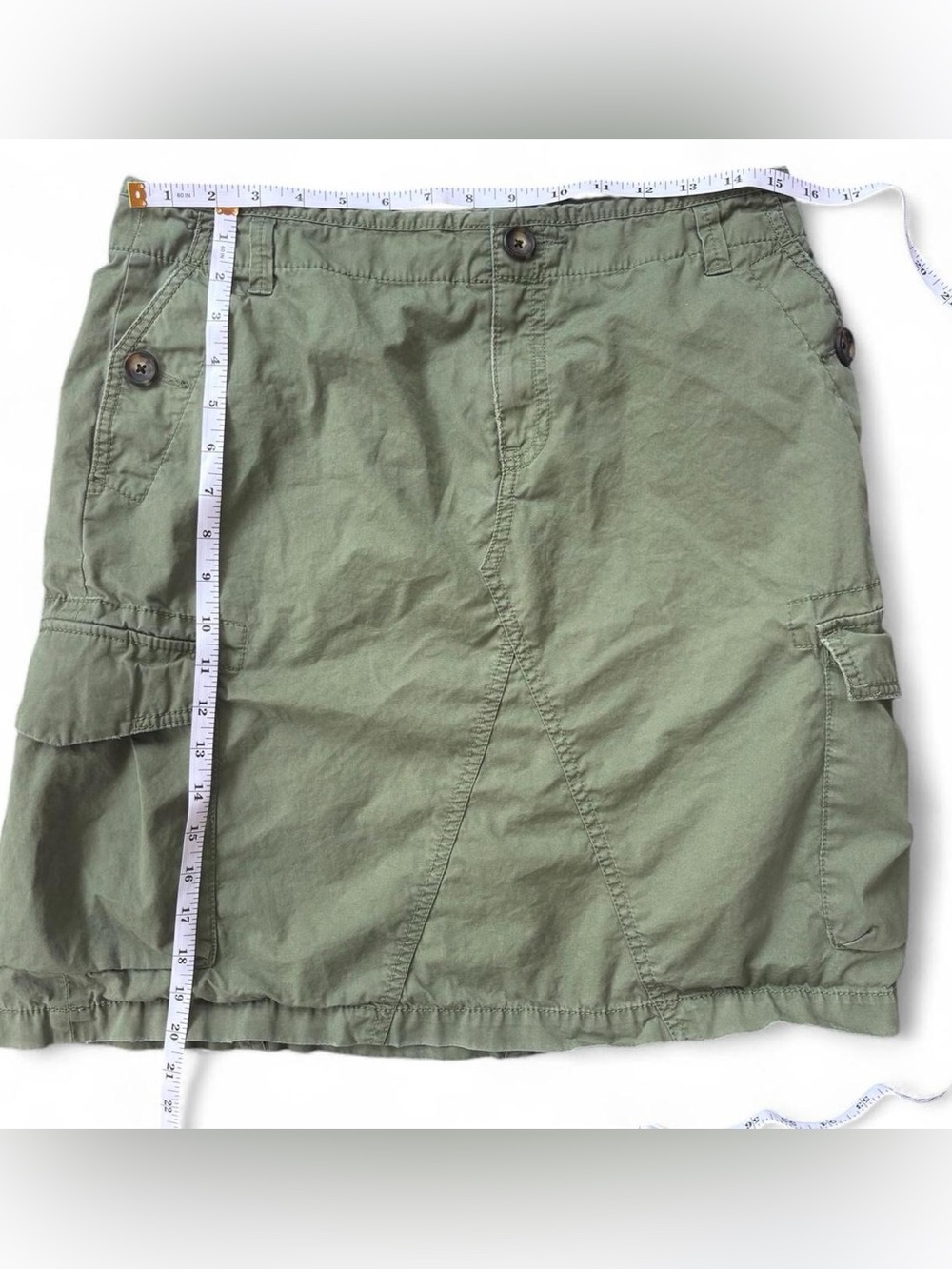 Y2K Banana Republic Olive green Military Utility Cargo Skirt Size 8 - Picture 5 of 7